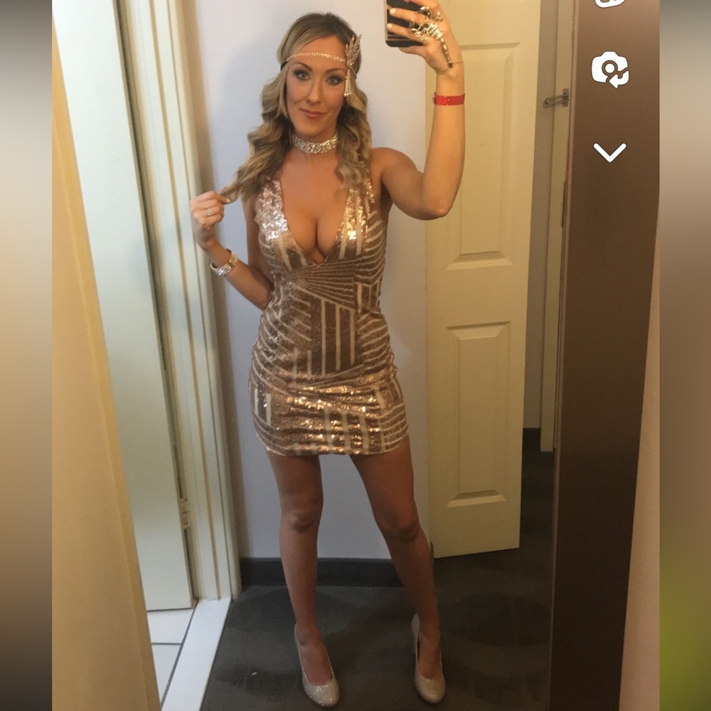 Sequin gold mini dress